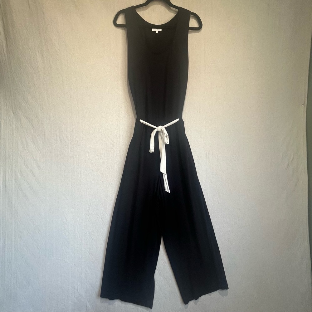 Soma Weekend Wide Leg Black Belted Jumpsuit Sz XL Loungewear